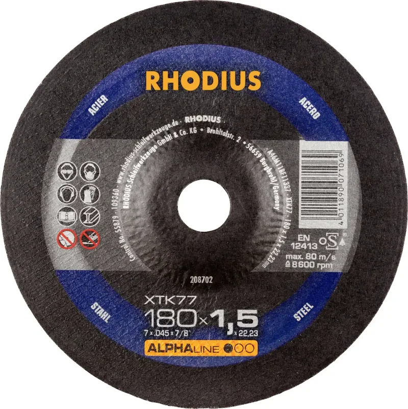 Rhodius 208702 Trennscheibe gekröpft 180 mm 1 St. Stahl de Rhodius – image du produit