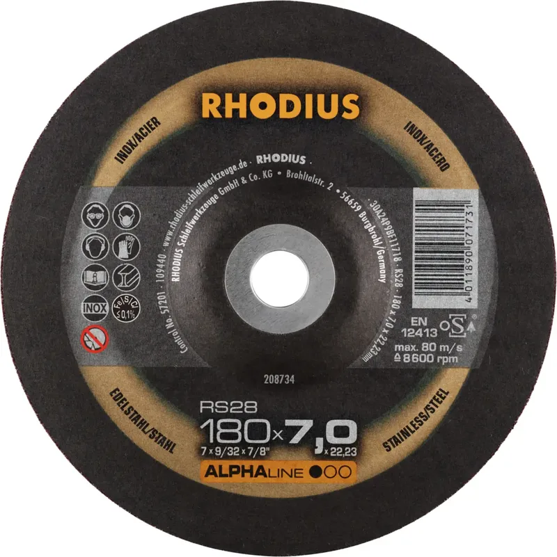 Rhodius 208734 RS28 Schruppscheibe Edelstahl, Stahl 10 St. von Rhodius – Produktbild
