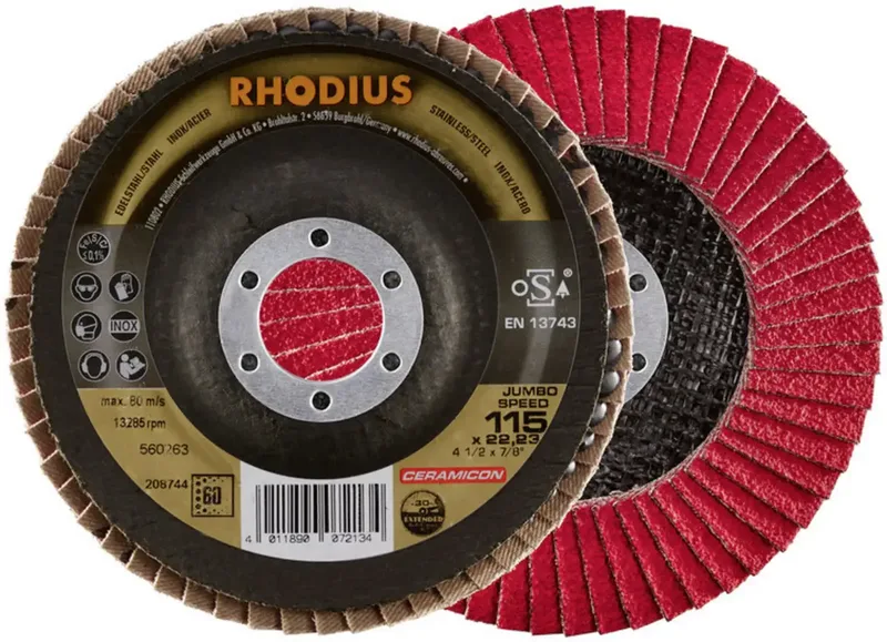 Rhodius 208744 JUMBO SPEED Disque segmenté Diamètre 115 mm Ø de perçage 22.23 mm Grain 60 acier inoxydable 1 pc(s) de Rhodius – image du produit 2 sur 2