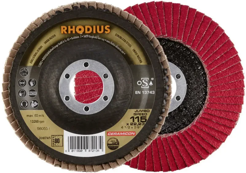 Rhodius 208745 JUMBO SPEED Disque segmenté Diamètre 115 mm Ø de perçage 22.23 mm Grain 80 acier inoxydable 1 pc(s) de Rhodius – image du produit 2 sur 2