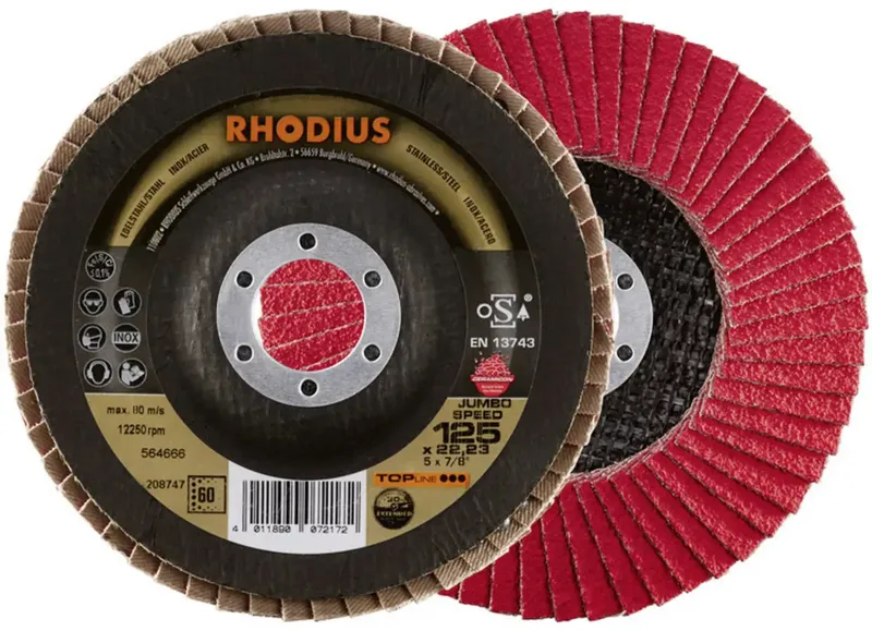 Rhodius 208747 JUMBO SPEED Disque segmenté Diamètre 125 mm Ø de perçage 22.23 mm Grain 60 acier inoxydable 1 pc(s) de Rhodius – image du produit 2 sur 2