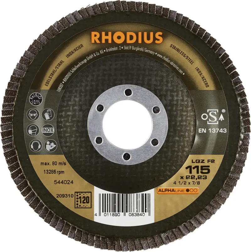 Rhodius 209310 LGZ F2 Disque segmenté Grain 120 acier inoxydable, acier 10 pc(s) de Rhodius – image du produit 2 sur 2