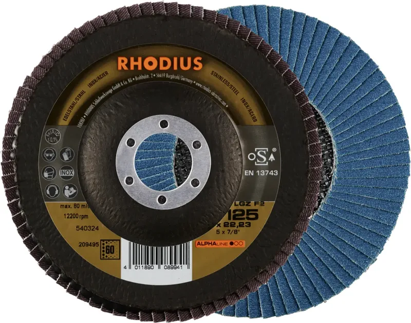 Rhodius 209495 LGZ F2 Fächerschleifscheibe Körnung (num) 60 Edelstahl, Stahl 10 St. von Rhodius – Produktbild 1 von 2