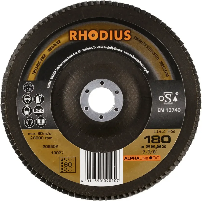Rhodius 209508 LGZ F2 Fächerschleifscheibe Körnung (num) 60 Edelstahl, Stahl 10 St. von Rhodius – Produktbild 2 von 2