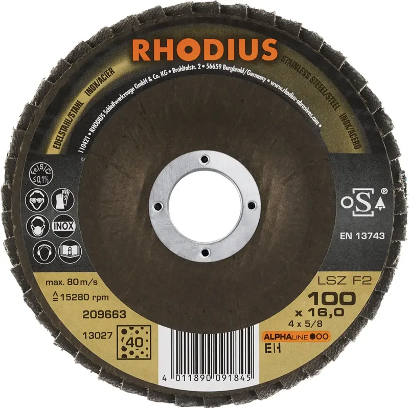 Rhodius 209663 LSZ F2 Fächerschleifscheibe Körnung (num) 40 Edelstahl, Stahl 10 St. von Rhodius – Produktbild 2 von 2
