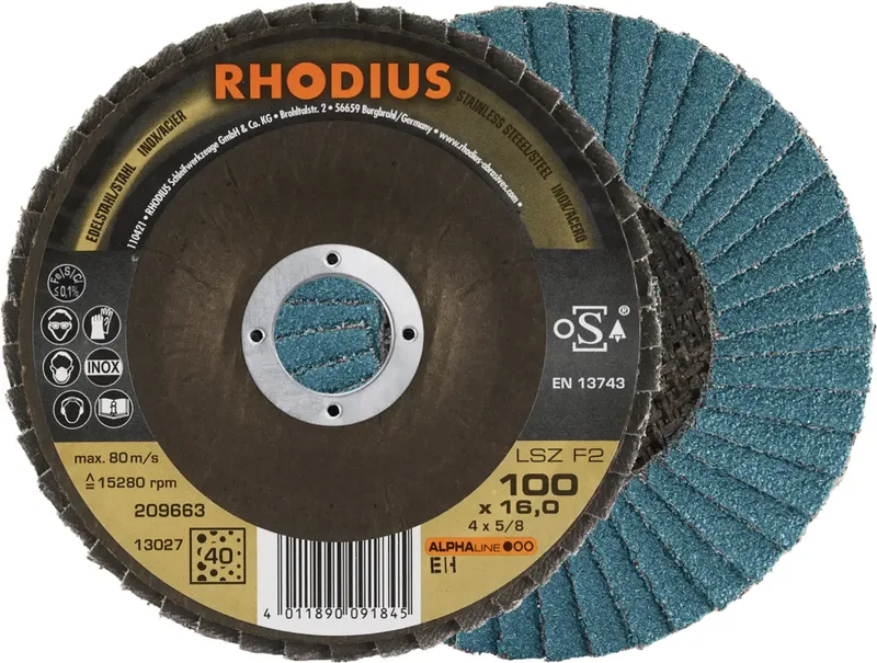 Rhodius 209663 LSZ F2 Fächerschleifscheibe Körnung (num) 40 Edelstahl, Stahl 10 St. von Rhodius – Produktbild 1 von 2