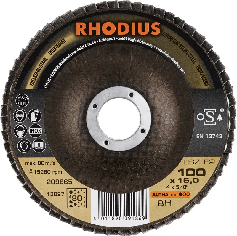 Rhodius 209665 LSZ F2 Disque segmenté Grain 80 acier inoxydable, acier 10 pc(s) de Rhodius – image du produit 2 sur 2