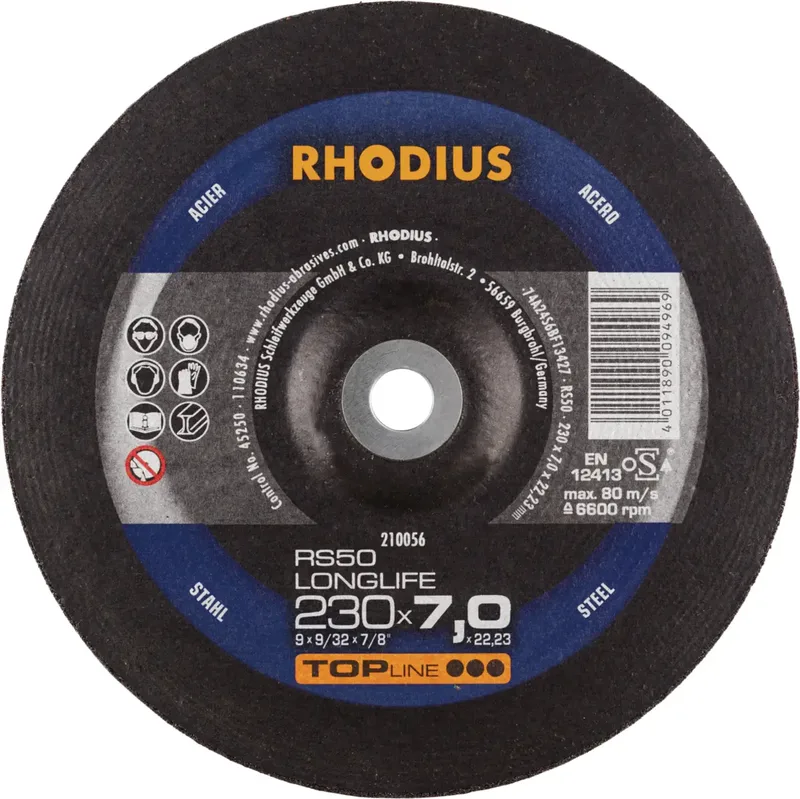 Rhodius 210056 RS50 LONGLIFE Schruppscheibe Stahl, Guss 10 St. fra Rhodius – produktbillede