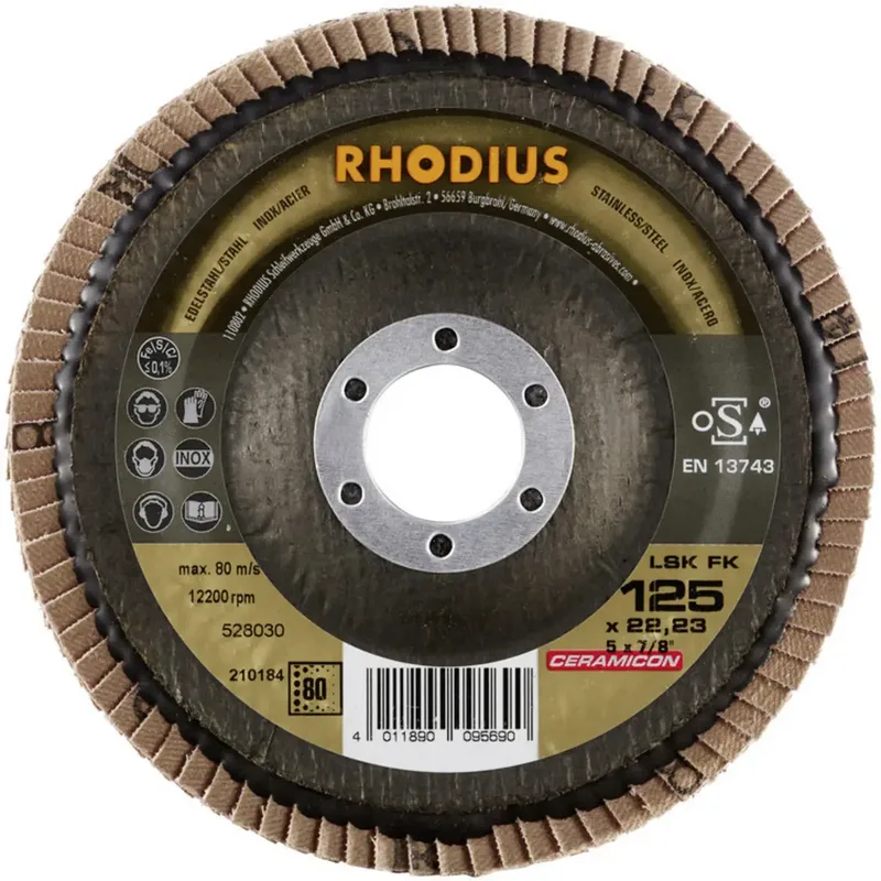 Rhodius 210184 LSK FK Fächerschleifscheibe Durchmesser 125 mm Bohrungs-Ø 22.23 mm Körnung (num) 80 Edelstahl 1 St. von Rhodius – Produktbild 2 von 2