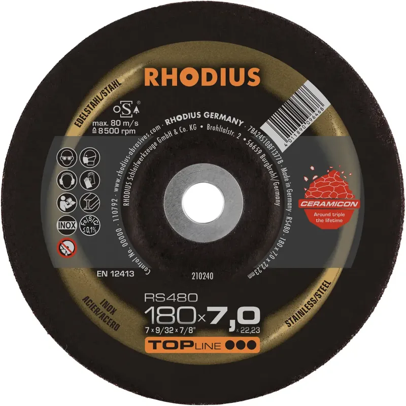 Rhodius 210240 RS480 Schruppscheibe Edelstahl, Stahl 10 St. de Rhodius – image du produit