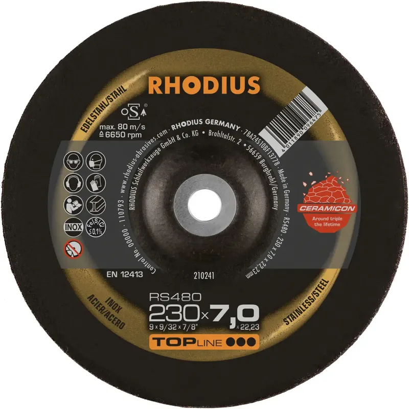 Rhodius 210241 RS480 Schruppscheibe Edelstahl, Stahl 10 St. by Rhodius – product image
