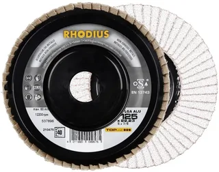 Rhodius 210475 LGA ALU Disque segmenté Diamètre 125 mm Ø de perçage 22.23 mm Grain 40 Métaux non ferreux 1 pc(s) de Rhodius – image du produit 1 sur 2