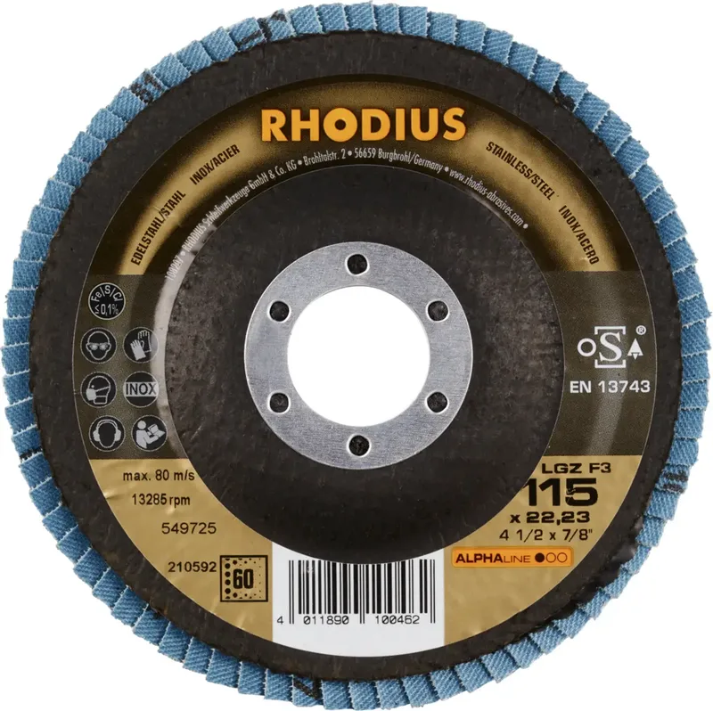 Rhodius 210592 LGZ F3 Disque segmenté Grain 60 acier inoxydable, acier 10 pc(s) de Rhodius – image du produit 2 sur 2