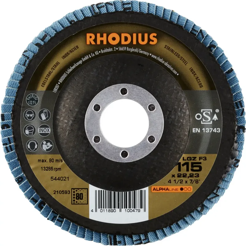 Rhodius 210593 LGZ F3 Fächerschleifscheibe Körnung (num) 80 Edelstahl, Stahl 10 St. fra Rhodius – produktbillede 2 af 2