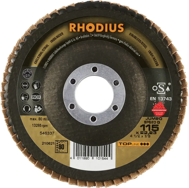 Rhodius 210621 JUMBO SPEED G Disque segmenté Grain 80 acier inoxydable, acier 10 pc(s) de Rhodius – image du produit 2 sur 2