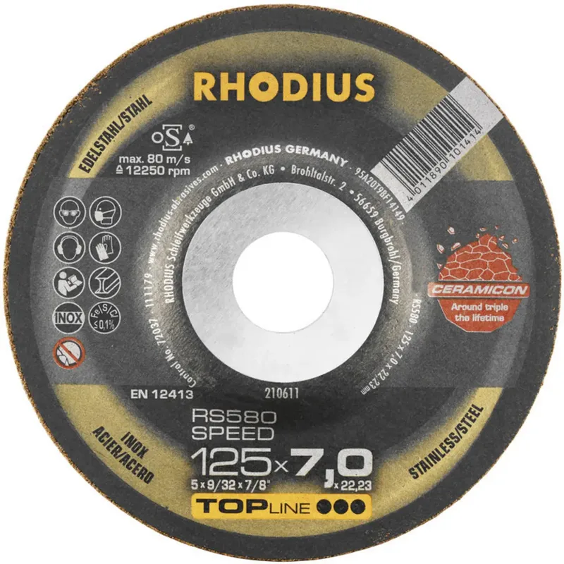 Rhodius 210656 RS580 SPEED Schruppscheibe gekröpft Durchmesser 115 mm Bohrungs-Ø 22.23 mm Edelstahl, Stahl 1 St. by Rhodius – product image 1 of 2