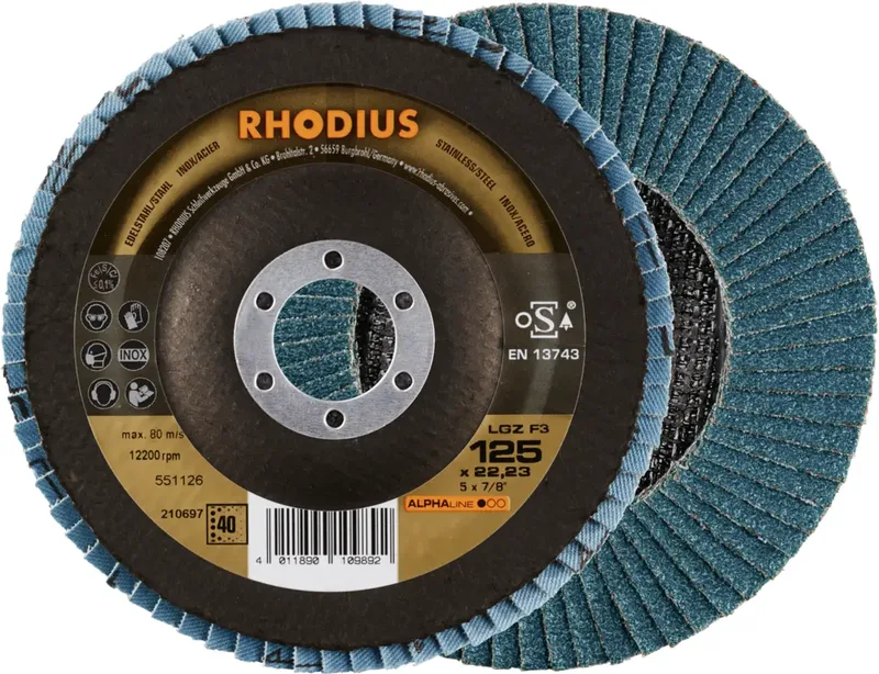 Rhodius 210697 LGZ F3 Fächerschleifscheibe Körnung (num) 40 Edelstahl, Stahl 10 St. von Rhodius – Produktbild 2 von 2