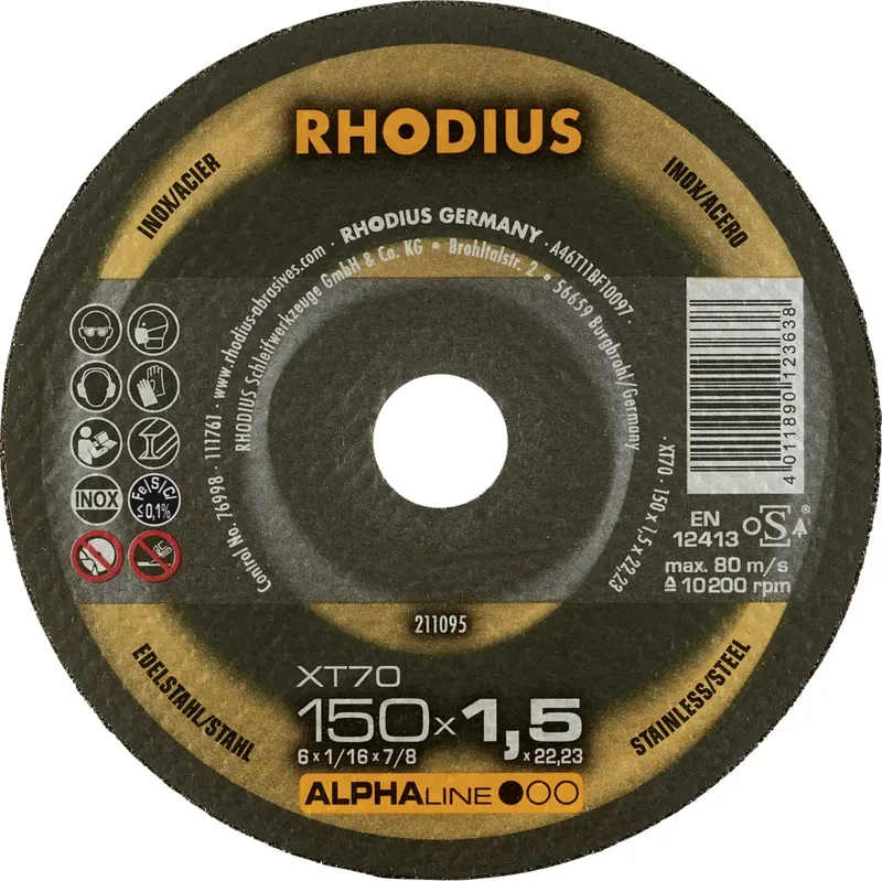 Rhodius 211095 Trennscheibe gerade 150 mm 1 St. Edelstahl, Stahl van Rhodius – productafbeelding