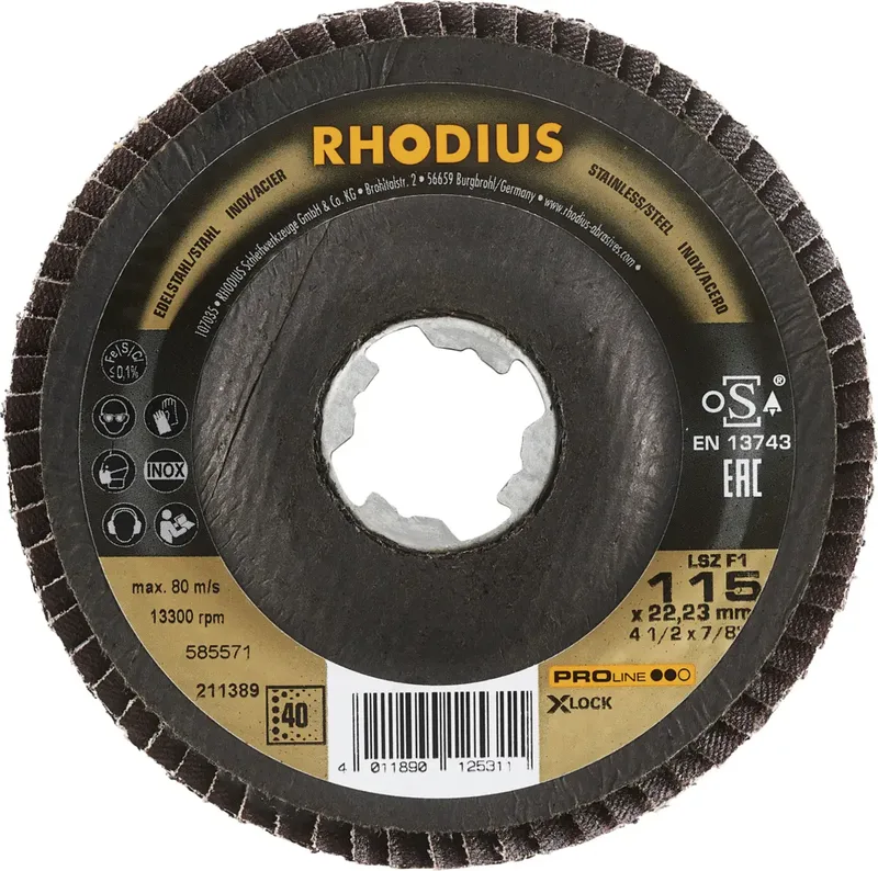 Rhodius 211389 LSZ F1 X-LOCK Fächerschleifscheibe Körnung (num) 40 Edelstahl, Stahl 10 St. by Rhodius – product image 2 of 2