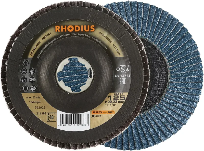 Rhodius 211392 LSZ F1 X-LOCK Fächerschleifscheibe Körnung (num) 40 Edelstahl, Stahl 10 St. von Rhodius – Produktbild 1 von 2