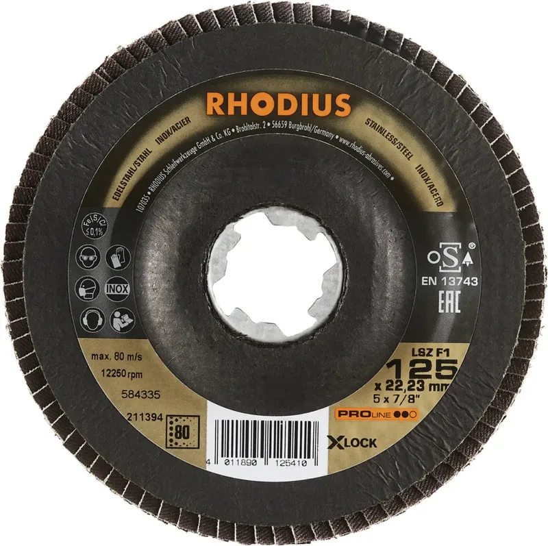 Rhodius 211394 LSZ F1 X-LOCK Disque segmenté Grain 80 acier inoxydable, acier 10 pc(s) de Rhodius – image du produit 2 sur 2