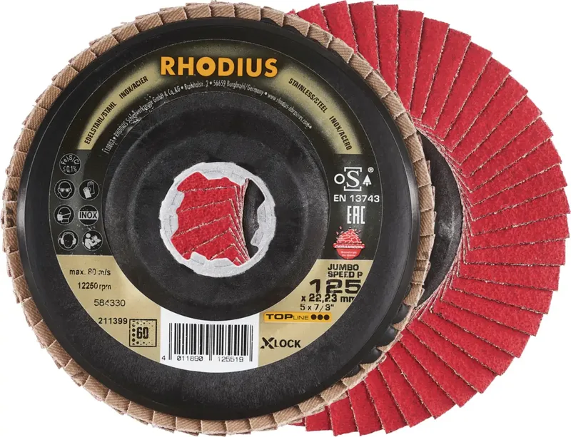 Rhodius 211399 JUMBO SPEED P X-LOCK Fächerschleifscheibe Körnung (num) 60 Edelstahl, Stahl 10 St. de Rhodius – image du produit 1 sur 2
