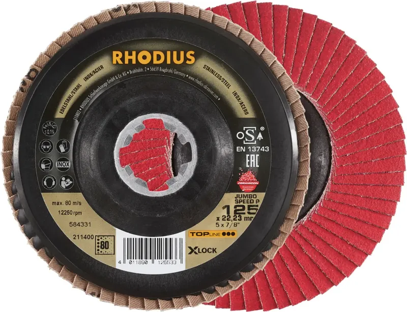 Rhodius 211400 JUMBO SPEED P X-LOCK Disque segmenté Grain 80 acier inoxydable, acier 10 pc(s) de Rhodius – image du produit 1 sur 2