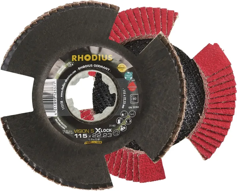 Rhodius 211402 VISION SPEED X-LOCK Fächerschleifscheibe Körnung (num) 60 Edelstahl, Stahl, NE-Metalle 10 St. de Rhodius – image du produit 1 sur 2