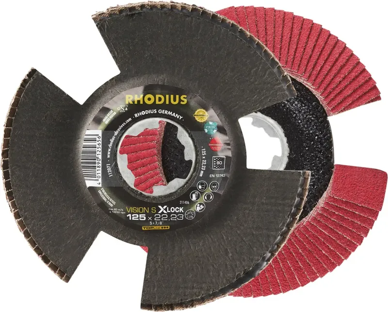 Rhodius 211406 VISION SPEED X-LOCK Fächerschleifscheibe Körnung (num) 80 Edelstahl, Stahl, NE-Metalle 10 St. de Rhodius – image du produit 1 sur 2