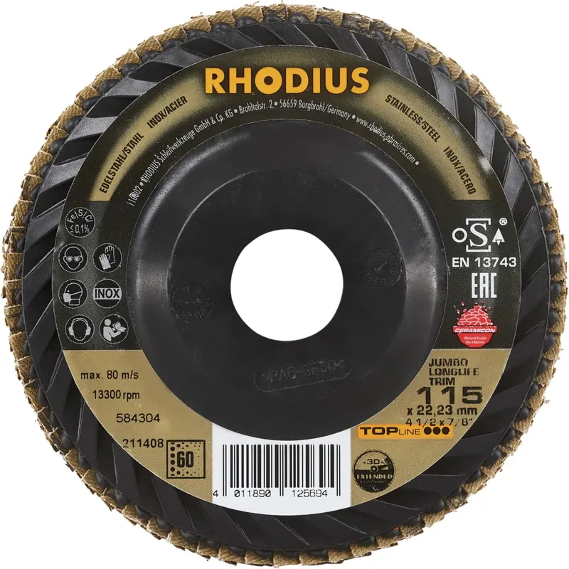 Rhodius 211408 JUMBO LONGLIFE TRIM Disque segmenté Grain 60 acier inoxydable, acier 10 pc(s) de Rhodius – image du produit 2 sur 2