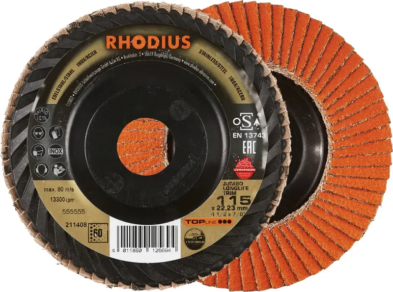 Rhodius 211408 JUMBO LONGLIFE TRIM Disque segmenté Grain 60 acier inoxydable, acier 10 pc(s) de Rhodius – image du produit 1 sur 2