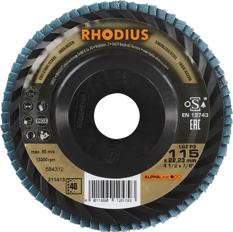 Rhodius 211413 LGZ P3 Disque segmenté Grain 40 acier inoxydable, acier 10 pc(s) de Rhodius – image du produit 1 sur 2