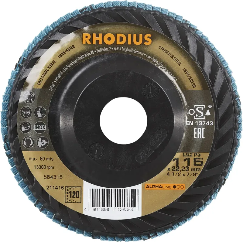 Rhodius 211416 LGZ P3 Disque segmenté Grain 120 acier inoxydable, acier 10 pc(s) de Rhodius – image du produit 2 sur 2