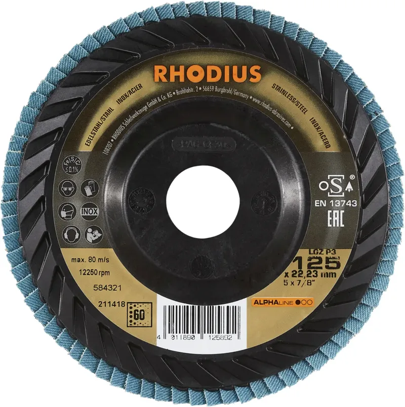 Rhodius 211418 LGZ P3 Disque segmenté Grain 60 acier inoxydable, acier 10 pc(s) de Rhodius – image du produit 2 sur 2