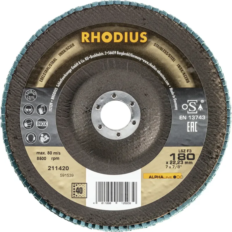 Rhodius 211420 LSZ F3 Disque segmenté Grain 40 acier inoxydable, acier 10 pc(s) de Rhodius – image du produit 2 sur 2
