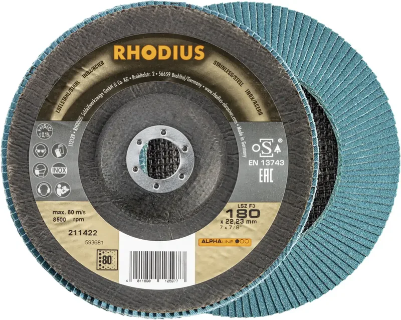 Rhodius 211422 LSZ F3 Fächerschleifscheibe Körnung (num) 80 Edelstahl, Stahl 10 St. by Rhodius – product image 1 of 2