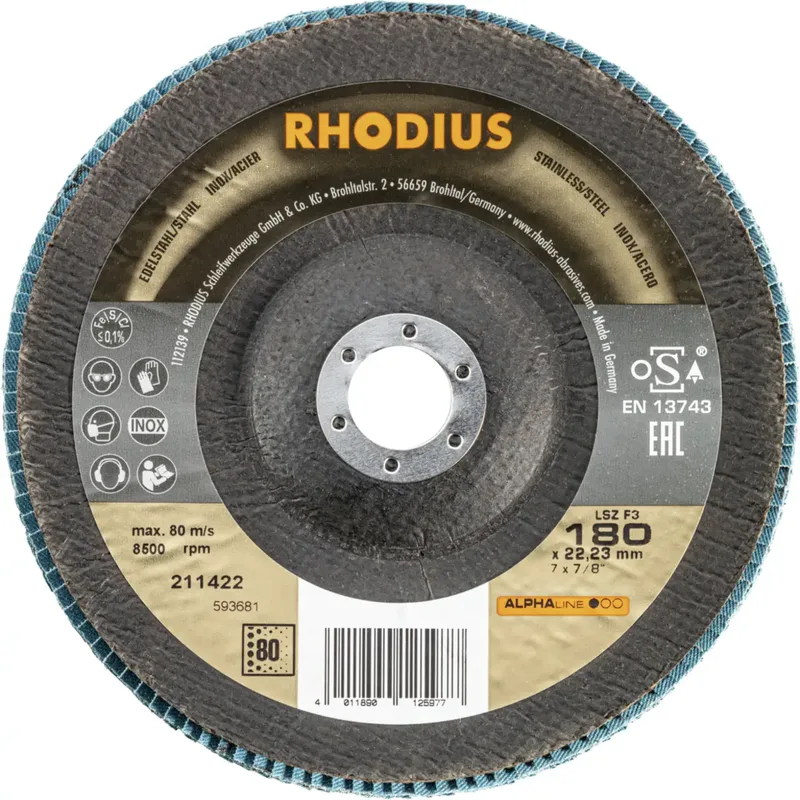 Rhodius 211422 LSZ F3 Fächerschleifscheibe Körnung (num) 80 Edelstahl, Stahl 10 St. by Rhodius – product image 2 of 2
