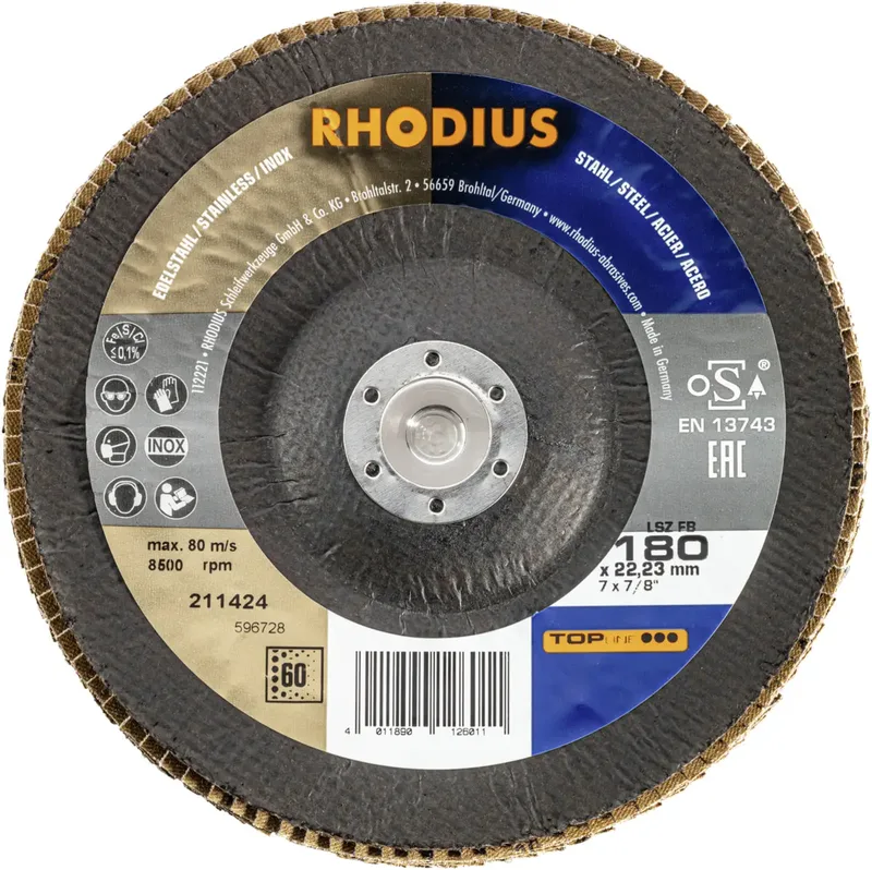 Rhodius 211424 LSZ FB Fächerschleifscheibe Körnung (num) 60 Edelstahl, Stahl 10 St. de Rhodius – image du produit 2 sur 2