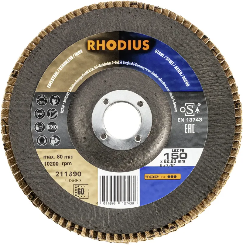 Rhodius 211690 LSZ FB Disque segmenté Grain 60 acier inoxydable, acier 10 pc(s) de Rhodius – image du produit 2 sur 2