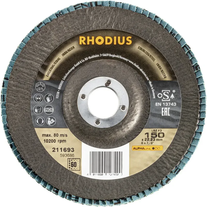Rhodius 211693 LSZ F3 Fächerschleifscheibe Körnung (num) 60 Edelstahl, Stahl 10 St. by Rhodius – product image 2 of 2