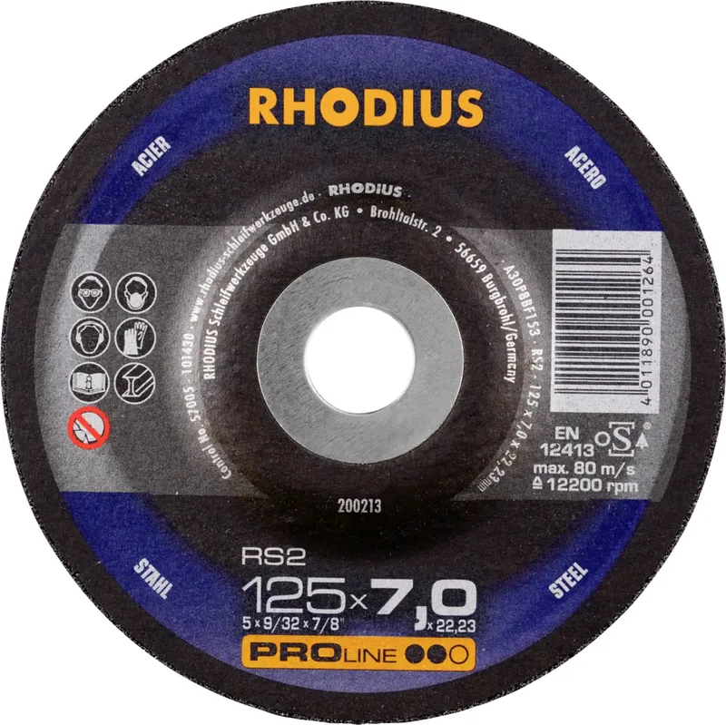 Rhodius 211782 RS2 X-LOCK Schruppscheibe Durchmesser 115 mm Bohrungs-Ø 22.23 mm Stahl 10 St. by Rhodius – product image
