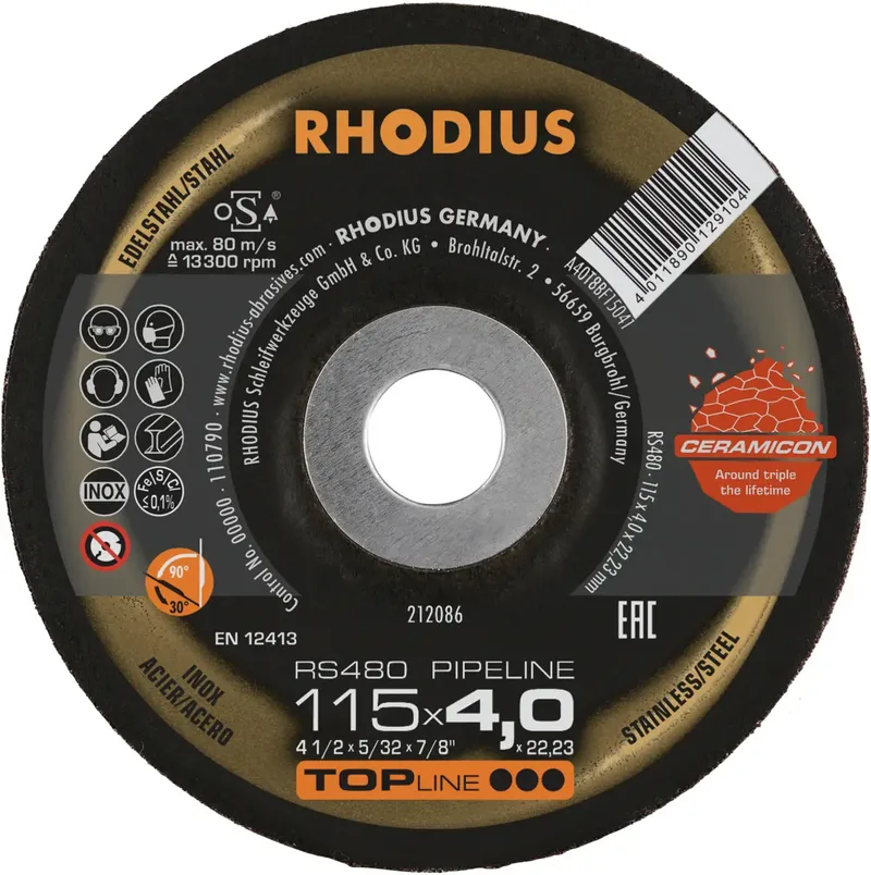 Rhodius 212086 RS480 PIPELINE Schruppscheibe Edelstahl, Stahl 25 St. by Rhodius – product image