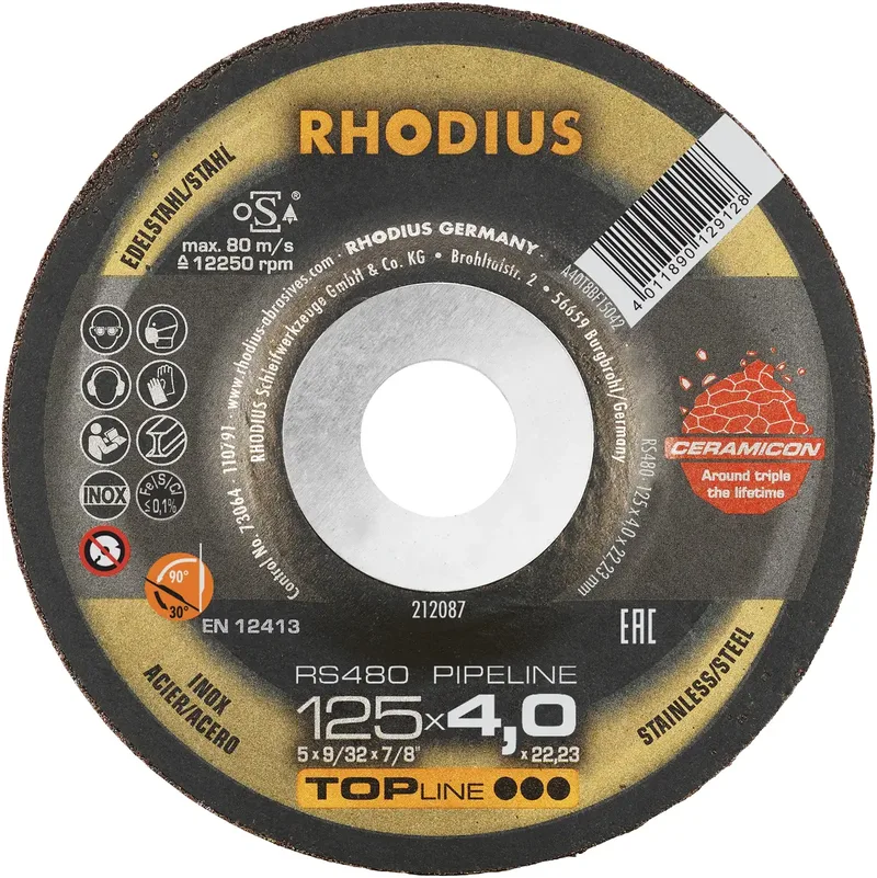 Rhodius 212087 RS480 PIPELINE Schruppscheibe Edelstahl, Stahl 25 St. von Rhodius – Produktbild