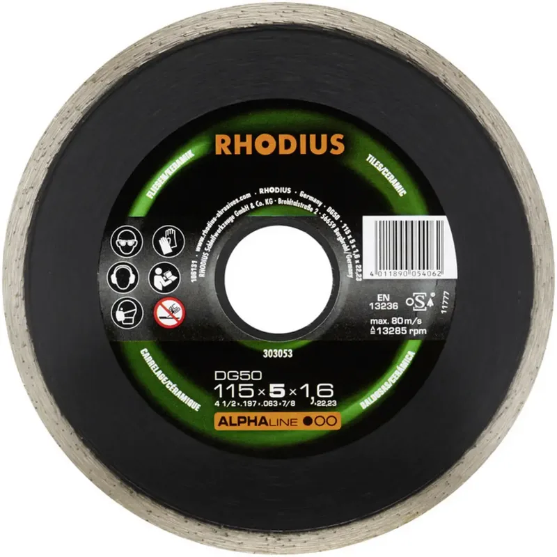 Rhodius 303053 DG50 Diamanten doorslijpschijf Diameter 115 mm Boordiameter 22.23 mm Tegels, Keramiek 1 stuk(s) de Rhodius – image du produit 2 sur 2