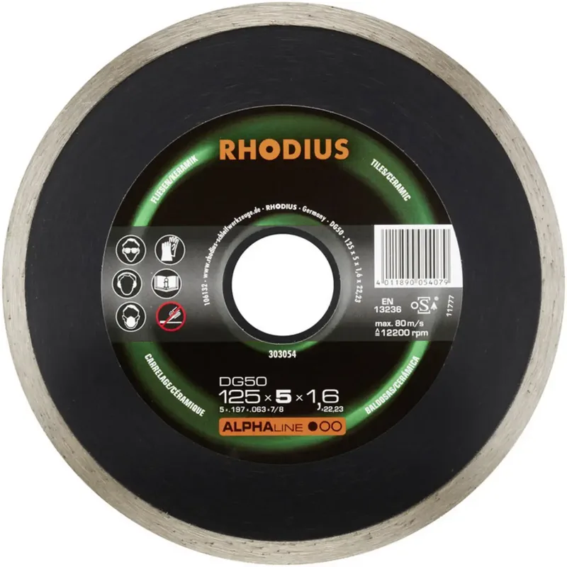 Rhodius 303054 DG50 Diamanttrennscheibe Durchmesser 125 mm Bohrungs-Ø 22.23 mm Fliesen, Keramik 1 St. von Rhodius – Produktbild 2 von 2