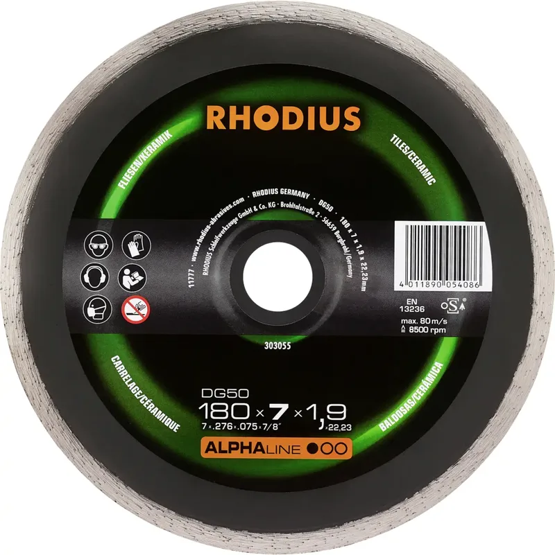 Rhodius 303055 Diamanttrennscheibe 180 mm 1 St. Fliesen, Keramik de Rhodius – image du produit