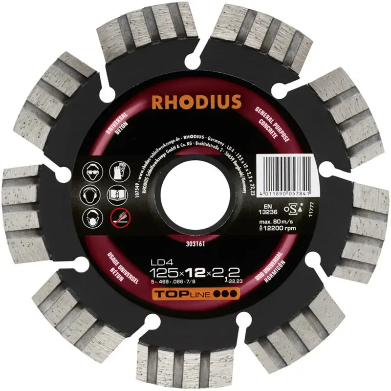 Rhodius 303161 LD4 Disque à tronçonner diamanté Diamètre 125 mm Ø de perçage 22.23 mm Pierre naturelle 1 pc(s) de Rhodius – image du produit 2 sur 2