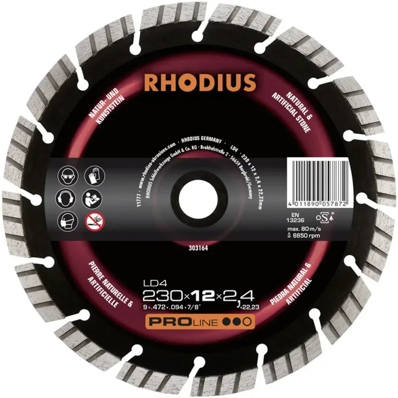 Rhodius 303163 LD4 Diamanttrennscheibe Durchmesser 180 mm Bohrungs-Ø 22.23 mm Naturstein 1 St. de Rhodius – image du produit 1 sur 2