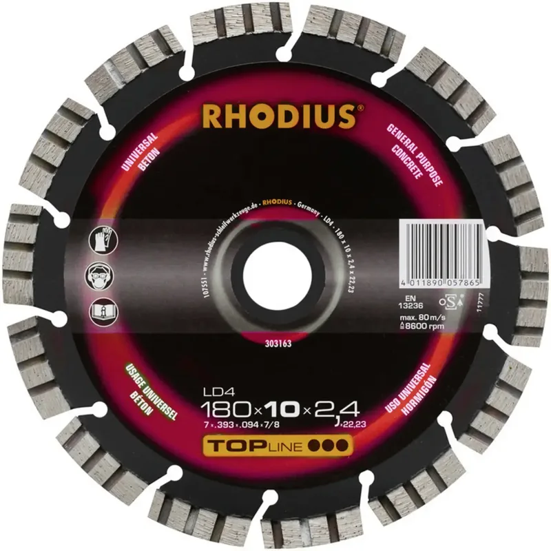 Rhodius 303163 LD4 Diamanttrennscheibe Durchmesser 180 mm Bohrungs-Ø 22.23 mm Naturstein 1 St. de Rhodius – image du produit 2 sur 2