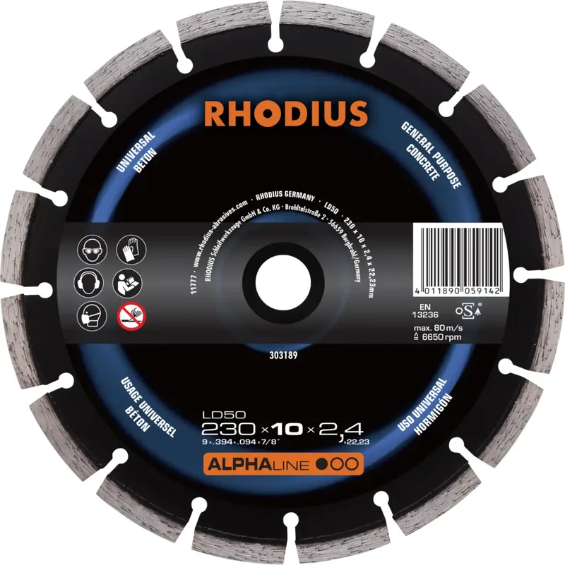 LD50 303189 Disque à tronçonner diamanté 1 pc(s) Béton de Rhodius – image du produit 2 sur 2